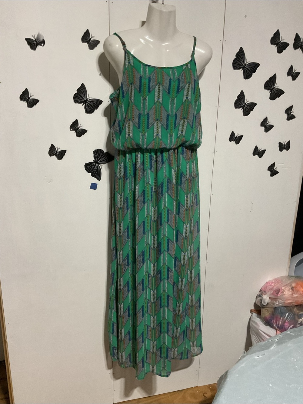 Fun & Flirt Green Geometric Maxi Dress